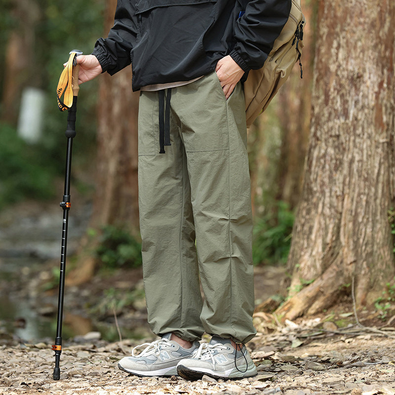美式潮牌冰丝裤男夏季透气薄款宽松直筒冲锋伞兵裤Q29015-P32,男装休闲裤,星座610（原A335）
