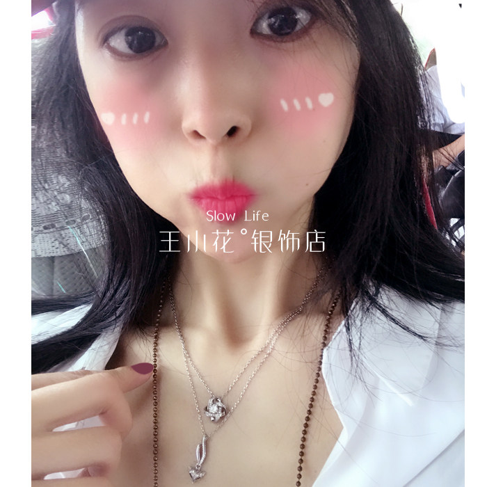 香港正生银饰925锁骨链钻石狐狸吊坠项链女纯银朋友520情人节礼物