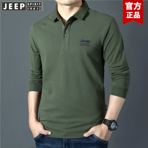 JEEP吉普男士长袖T恤男装翻领打底衫宽松休闲POLO衫2026新款春秋