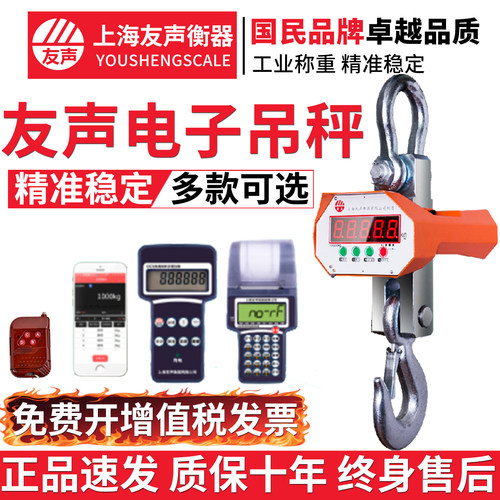 上海友声电子吊秤吊钩秤1t2t3t5t10t15吨无线打印OCS-5t直视吊称