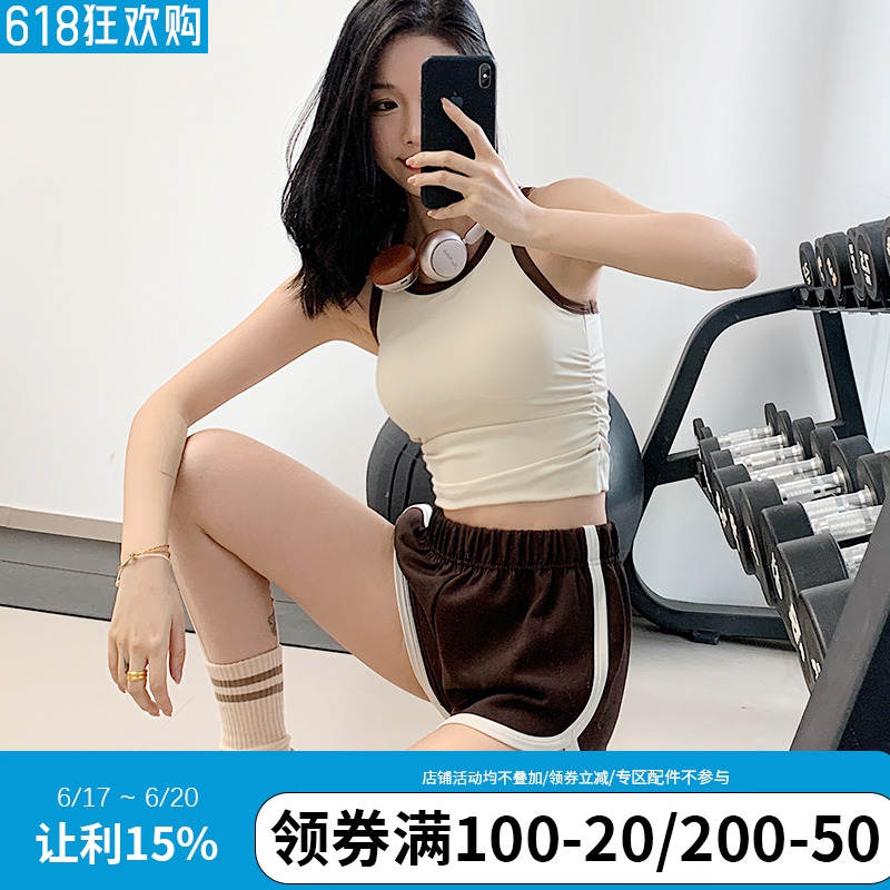 annerun一体式运动背心女防震瑜伽服上衣普拉提跑步外穿健身文胸