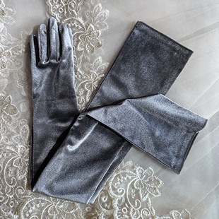 客户定制65cm弹力金丝绒大码小男女气质晚礼服影楼拍照写真长手套