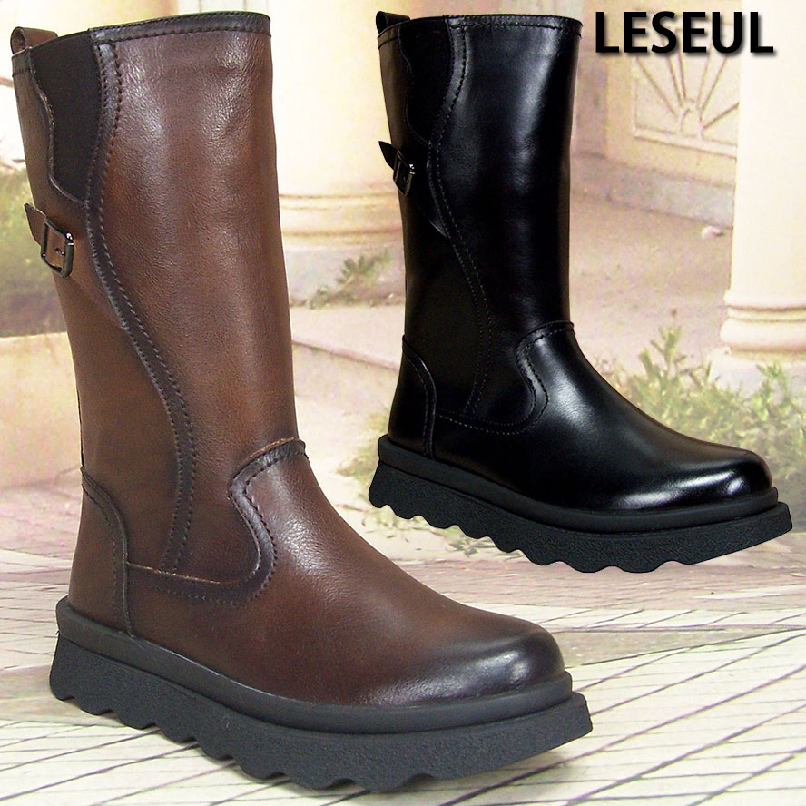 Leseul马靴男真牛皮马丁高筒靴子