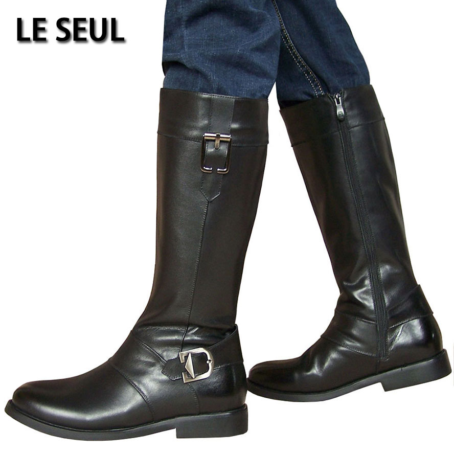 高筒仪仗队英伦风秋季拉链皮靴