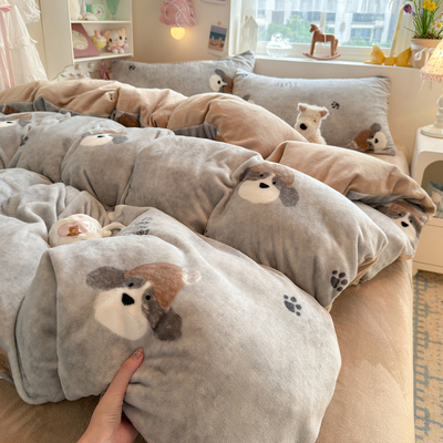 A类加绒加厚牛奶绒四件套