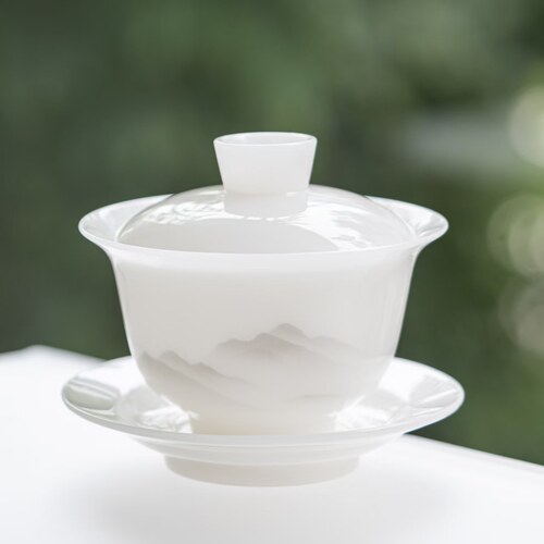 冰种璞玉盖碗泡茶器功夫茶具家用
