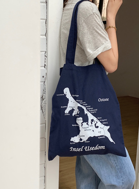 德国小众城市布包【City totebag】字母小地图休闲单肩包环保布袋