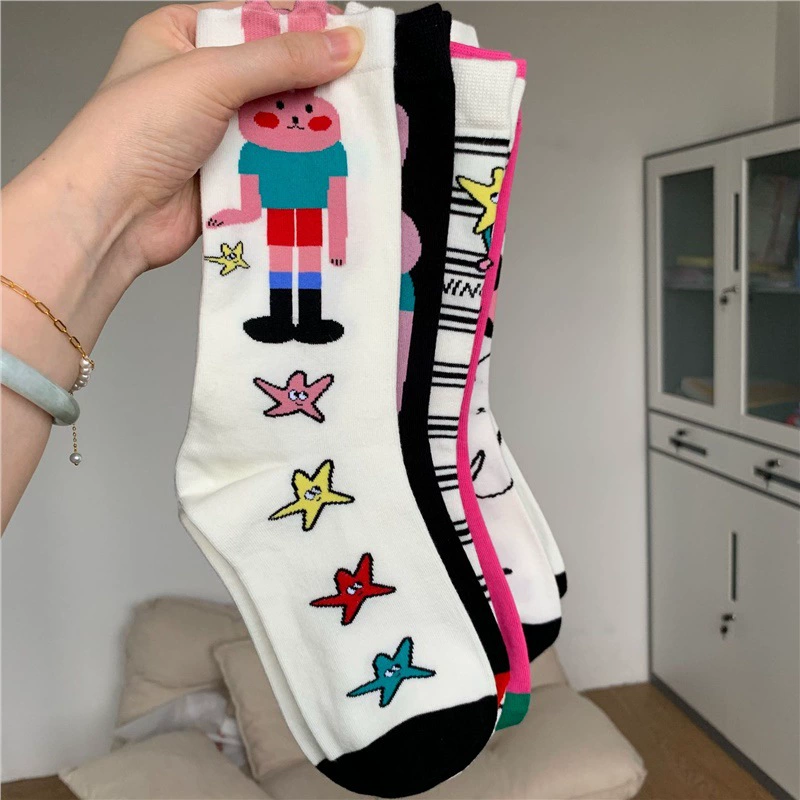 【9.9元4双】韩版卡通可爱中筒袜女秋季ins潮少女感兔子星星印花,女士内衣/男士内衣/家居服,长筒袜,淘宝优惠券,粉丝福利购,淘宝优惠卷