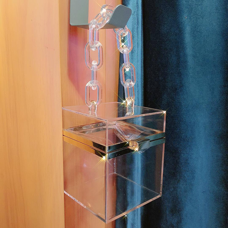 透明链条盒子包斜挎小众单肩包