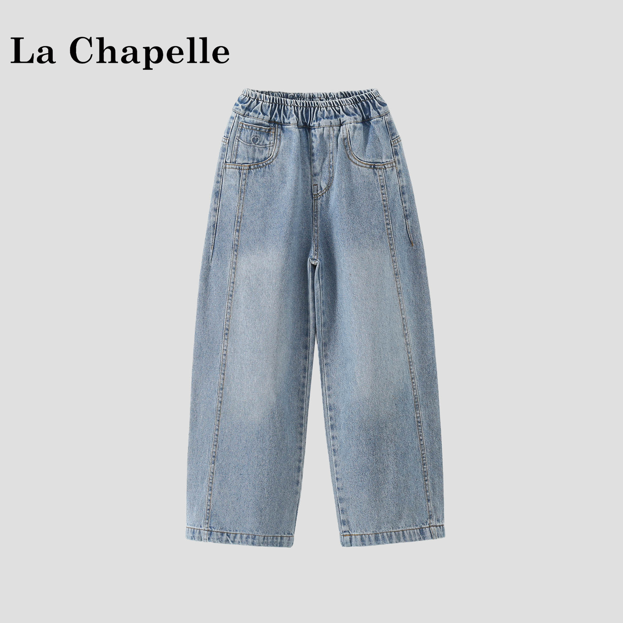 拉夏贝尔窄版直筒裤牛仔裤春秋