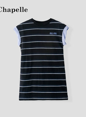 拉夏贝尔女童休闲条纹连衣裙夏装