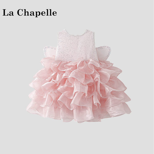 La Chapelle【拉夏贝尔】夏季女童公主无袖亮片网纱蓬蓬裙LD2038