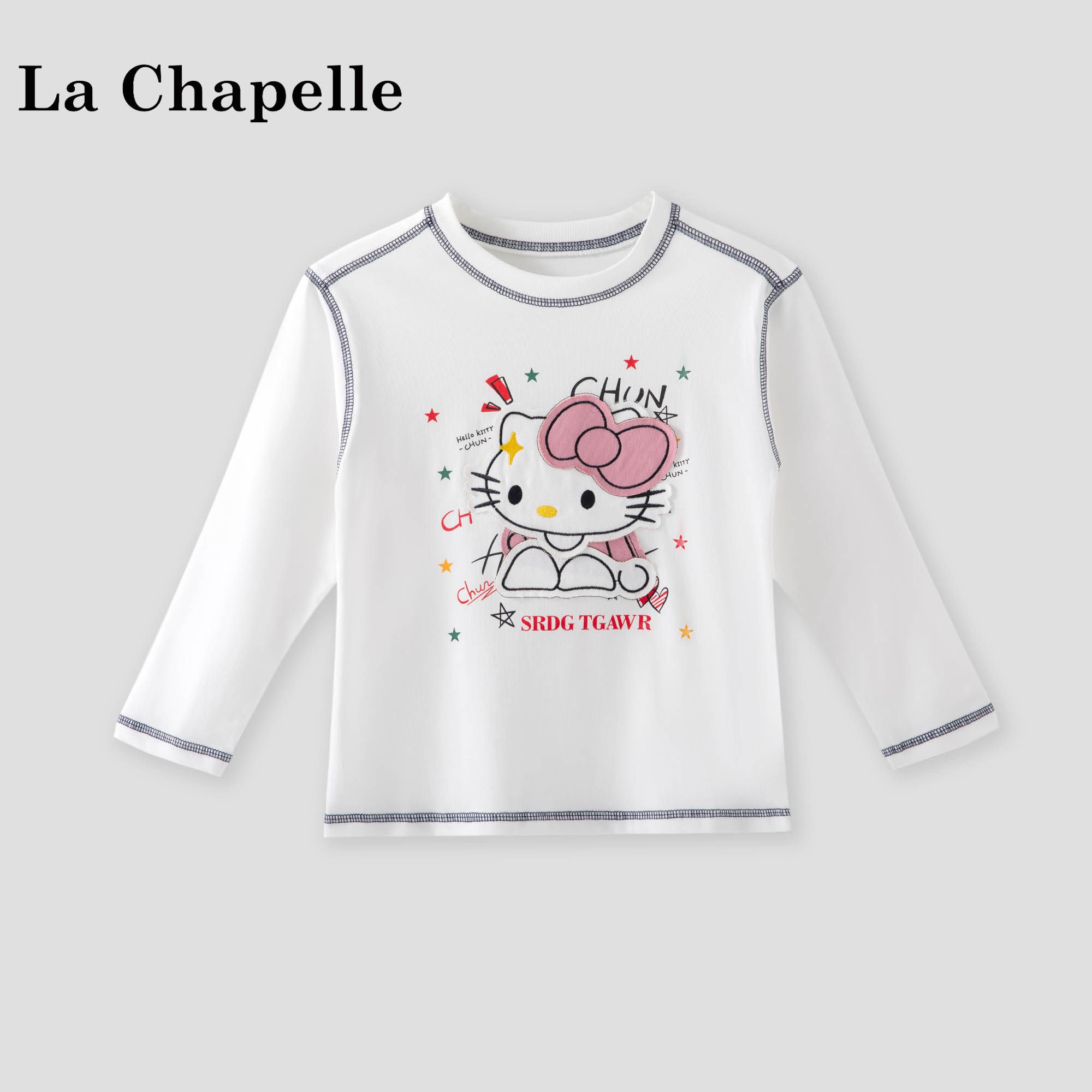 拉夏贝尔童装女童长袖t恤夏装2026新款儿童上衣薄款kt猫打底衫潮