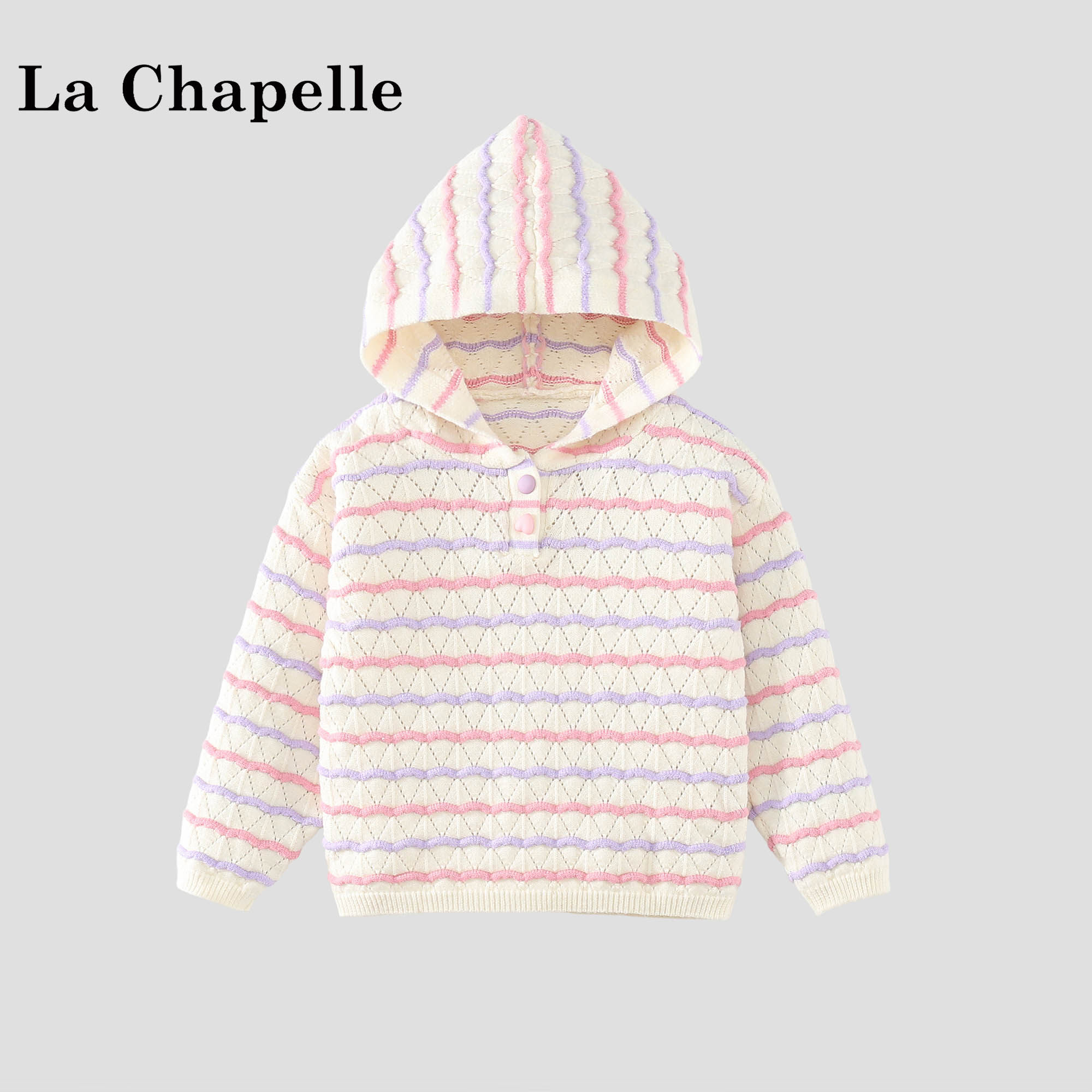 La Chapelle【拉夏贝尔】秋冬季甜美女童韩版条纹针织毛衣LA4071
