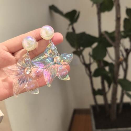 沐琪手作极光花朵耳环气质名媛小众设计超仙法式度假风耳夹