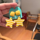 沐琪手作条纹五角星耳钉女气质小清新耳环时尚 百搭耳坠