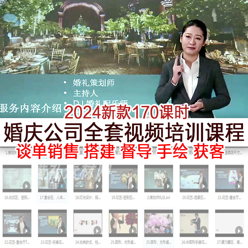 新开婚庆公司婚礼策划师入门高级学习培训视频教程谈单销售管理