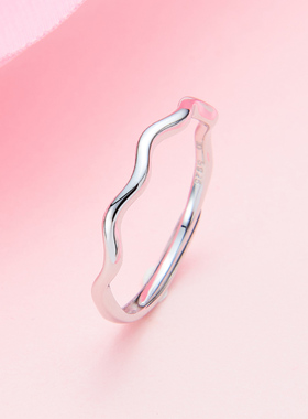 原创设计S925纯银波纹戒指女日韩流行首饰时尚饰品送女友闺蜜礼物