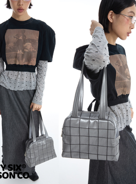 DirtySix 2025SS原创 Haji保龄球包retrocyber赛博朋克银色单肩包