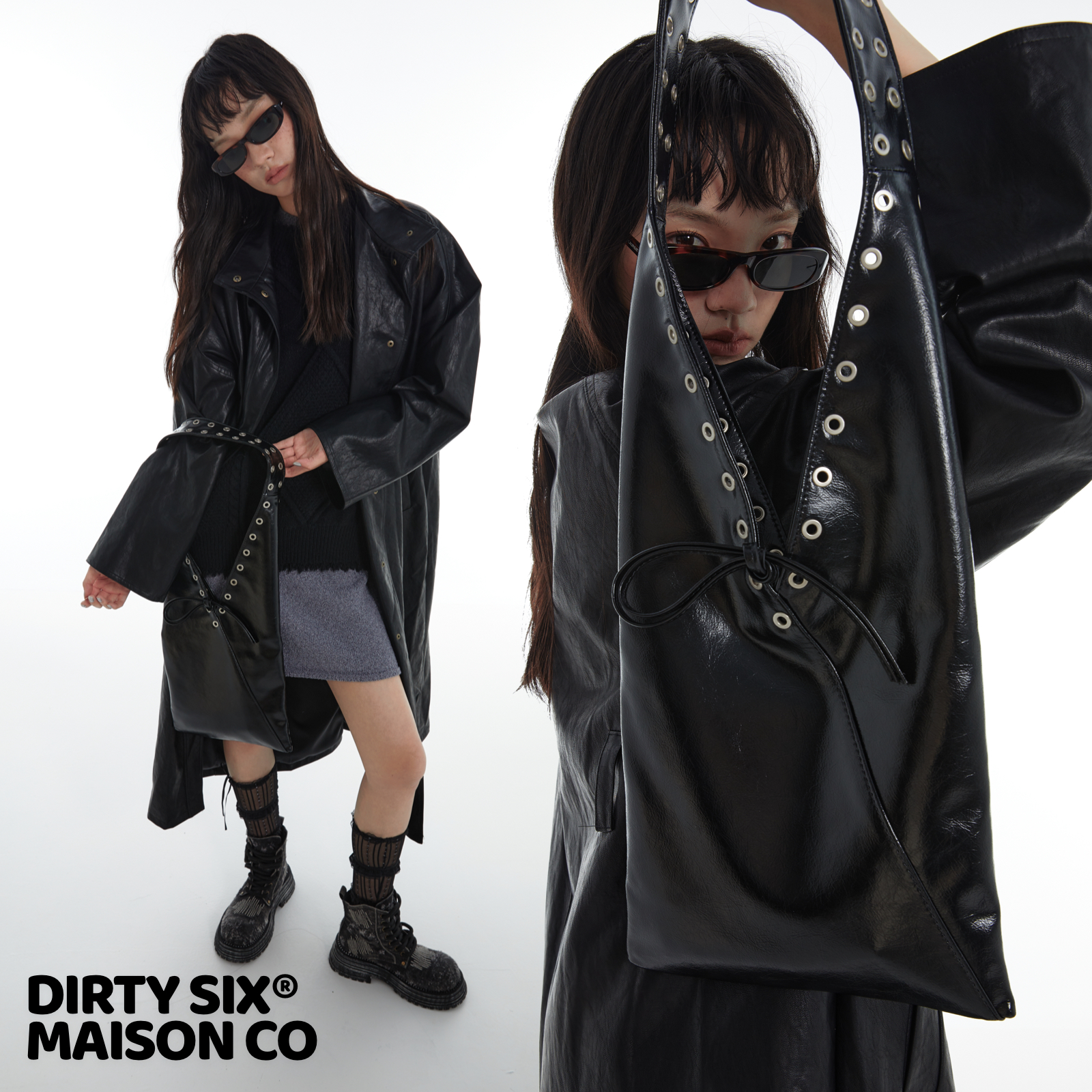 DirtySix trotro三角包 蒸汽波朋克 原创 牛皮单肩包