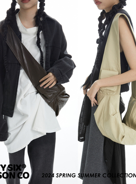 DirtySix /原创 查查牛角 摇滚复兴 宽肩带 柔软轻量 单肩斜挎包