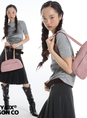 DirtySix 2025AW 原创 塞班小马包 绒面绣线 机车铆钉 保龄球包