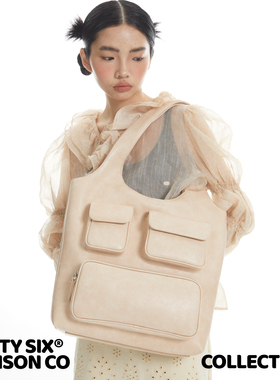 DirtySix /原创 皮耶袋袋 大容量多口袋 晕染牛皮单肩包