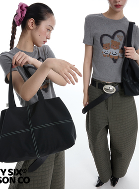 DirtySix 原创 城市刷刷包 轻撞色 大容量 尼龙托特包