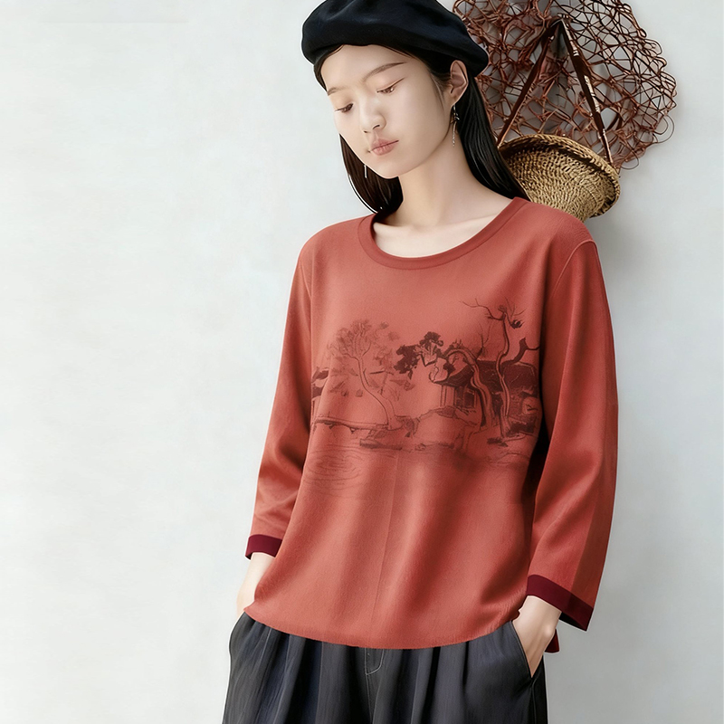 大码中国风100%棉新中式毛衣