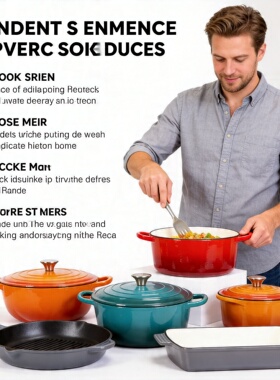 铸铁锅套组红色珐琅锅套装搪瓷锅套组厨房珐琅锅套组cooking pot
