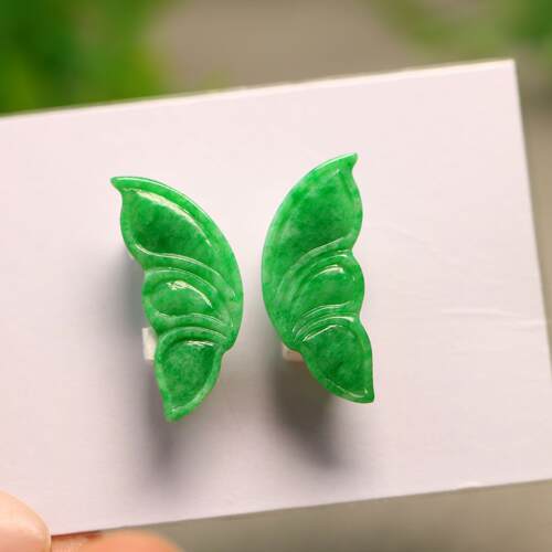 天然A货翡翠大蝴蝶翅膀花片