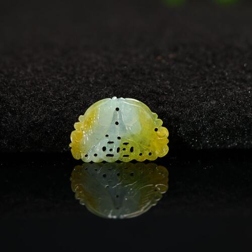 天然A货翡翠古钱币双鱼吊坠花片