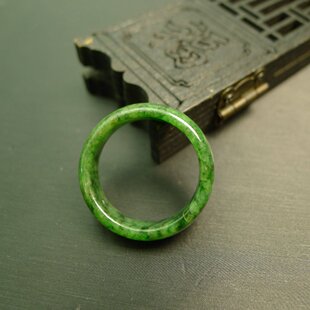 特价#E189 23号圈口满绿天然A货老翡翠戒指指环