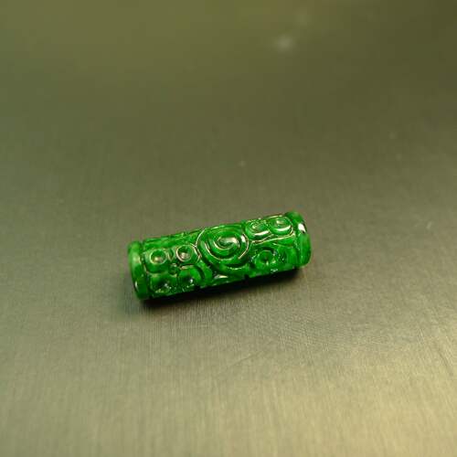 天然翡翠圆柱形雕花管珠桶珠