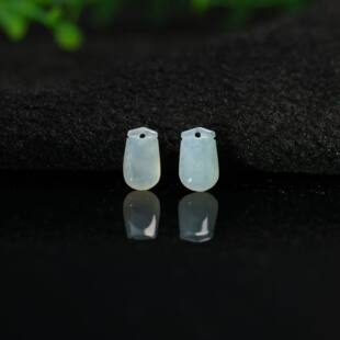 F640一对冰种天然A货翡翠福袋小吊坠坠角