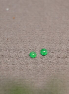 #I483一对老坑冰种满绿天然A货翡翠半球形圆蛋面