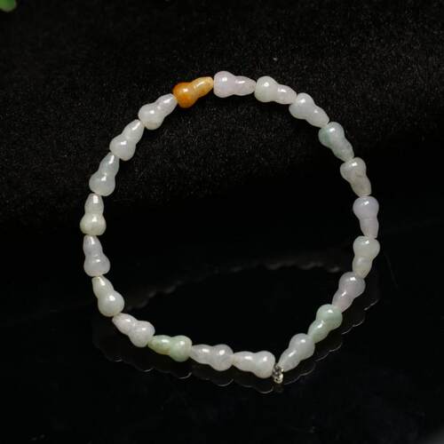 特价一串白冰天然翡翠葫芦搭配黄翡葫芦手串手链