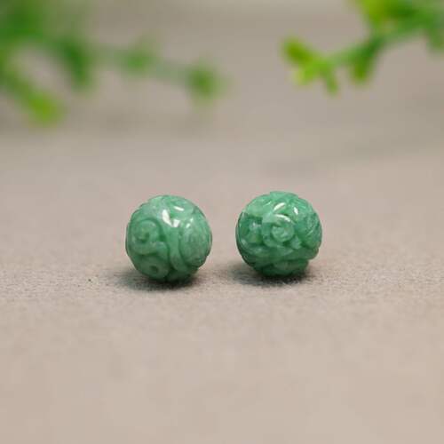 缅甸天然A货翡翠雕花珠子