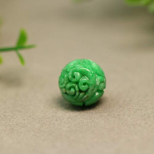 天然A货团寿龙纹雕花珠子