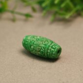 E812黄加绿天然A货翡翠雕花路路通桶珠鼓珠吊坠