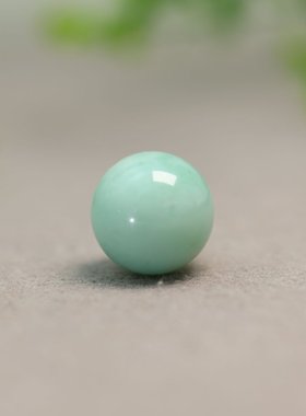 #J306绿色天然A货翡翠素面圆珠子 14MM佛珠顶珠