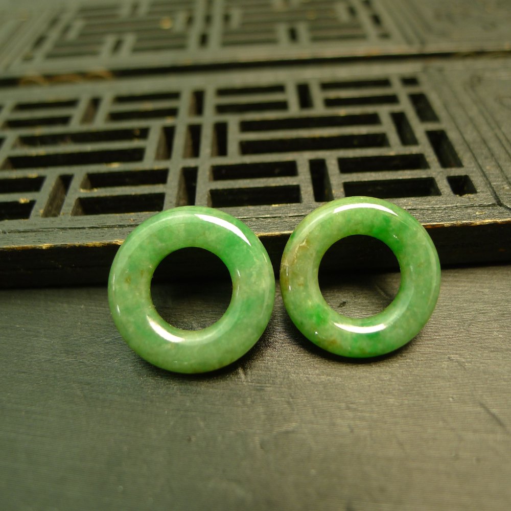 黄加绿天然A货翡翠小环