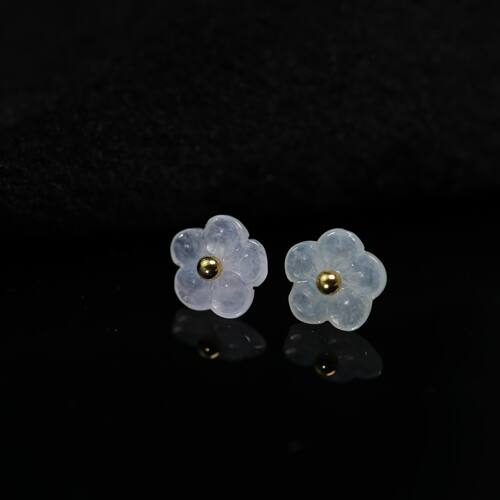 白冰天然A货翡翠梅花耳钉