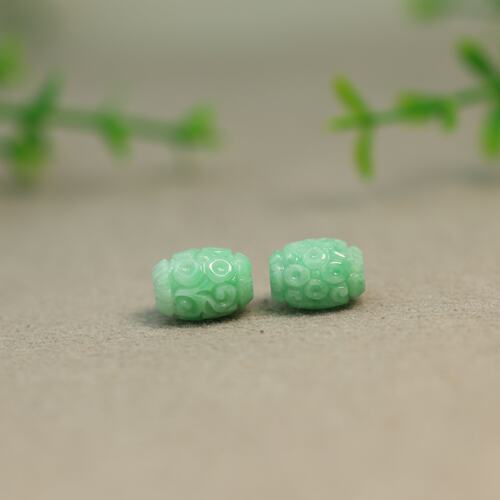 飘阳绿缅甸天然A货翡翠雕花桶珠