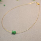 配S925银项圈 辣绿天然A货翡翠雕花桶珠管珠锁骨链吊坠 H764