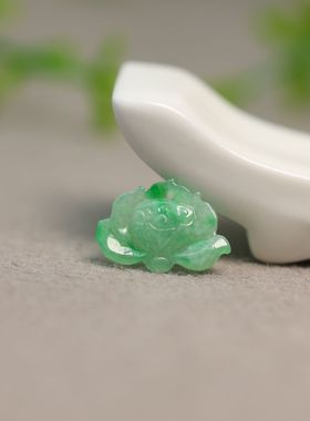 #J477冰种阳绿缅甸天然A货翡翠莲小花吊坠花片裸石