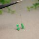 J295 18K金耳线镶嵌冰种阳绿缅甸天然A货翡翠算盘珠子耳坠耳饰