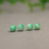 J265 4颗白底青飘阳绿缅甸天然A货翡翠素面圆珠子7MM散珠
