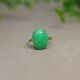 L016 18K金镶嵌冰糯种满色阳绿缅甸天然A货翡翠椭圆形蛋面戒指