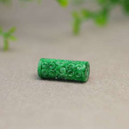 翡翠圆柱形路路通雕花管珠桶珠
